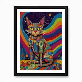 Psychedelic Cat 2 Art Print