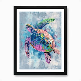 Pink Sea Turtle Exploring The Ocean Art Print