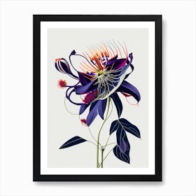 Passion Flower Floral Minimal Line Drawing 1 Flower Art Print