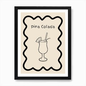 Pina Colada Doodle Poster B&W Poster