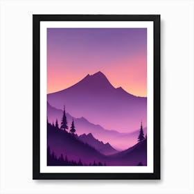 Misty Mountains Vertical Composition In Purple Tone 31 Art Print