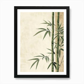 Bamboo Tree Minimal Japandi Illustration 2 Art Print