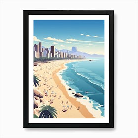 Ipanema Beach, Brazil, Flat Illustration 1 Art Print