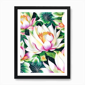 Lotus Flower Repeat Pattern Decoupage 3 Art Print