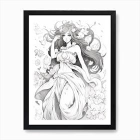 Bloom Body Girl Line Art 6 Art Print