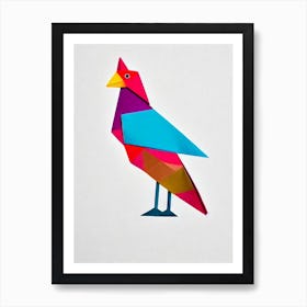 Chicken 3 Origami Bird Art Print