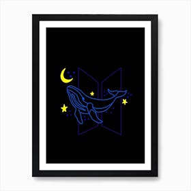 Whale In The Night Sky Art Print