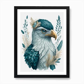Cute Floral Baby Eagle Painting (12) Art Print