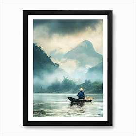 Man In A Boat On The River Art Print