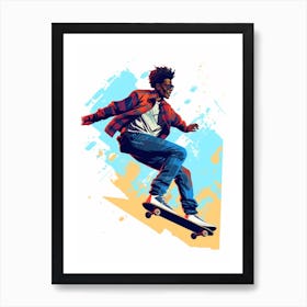 Skateboarding In  Austin, United States Gradient Illustration 3 Art Print