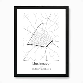 Lluchmayor,Spain Minimalist Map Art Print