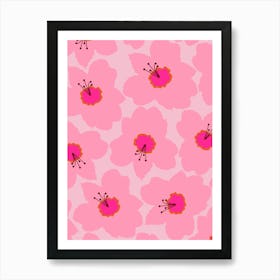 Retro Floral Pink Art Print