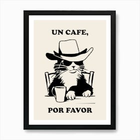 Cat Cafe Por Favor Funny Illustration Kids Kitchen Gift Art Print