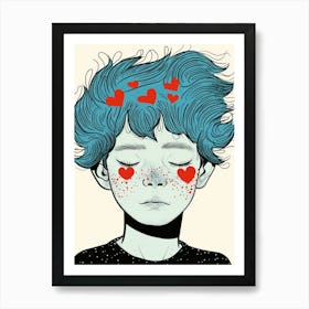 Boy With Blue Hair 3 Art Print