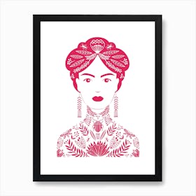 Tattoo Woman Scarlet Art Print