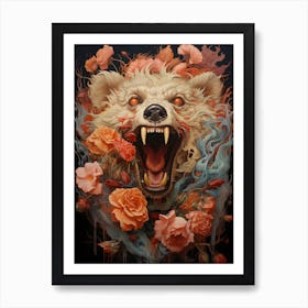 Bear With Flowers Art Print