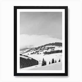 Méribel, France Black And White Skiing Poster Art Print