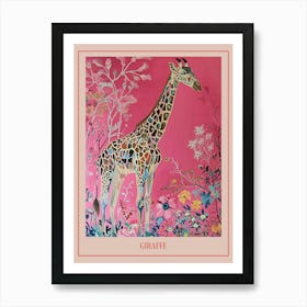 Floral Animal Painting Giraffe 1 Poster Art Print