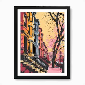 Park Slope New York Colourful Silkscreen Illustration 3 Art Print