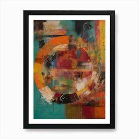 Circle of life, Abstract Collage In Pantone Monoprint Splashed Colors Art Print