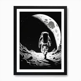 Astronaut Doing Moon Walk Noir Comic 2 Art Print