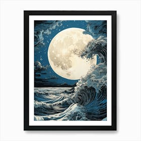 Full Moon Over The Ocean Art Print