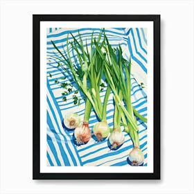 Green Onions Summer Illustration 2 Art Print