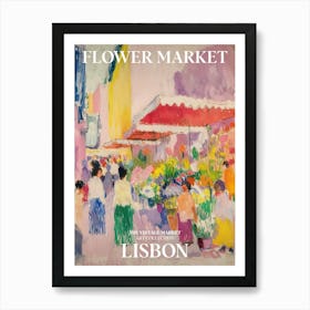 Vintage Flower Market Painting Lisbon Art Print