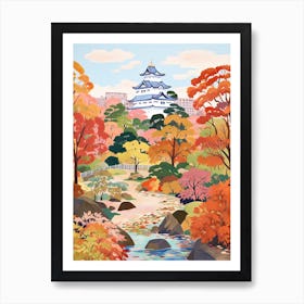 Osaka Castle Park, Japan In Autumn Fall Illustration 3 Art Print