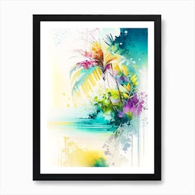 Fiji Beach Watercolour Pastel Tropical Destination Art Print