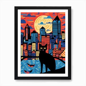 Philadelphia, United States Skyline With A Cat 2 Art Print