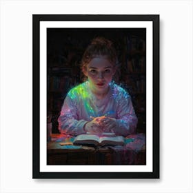 Girl In A Library Art Print