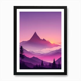 Misty Mountains Vertical Composition In Purple Tone 3 Art Print