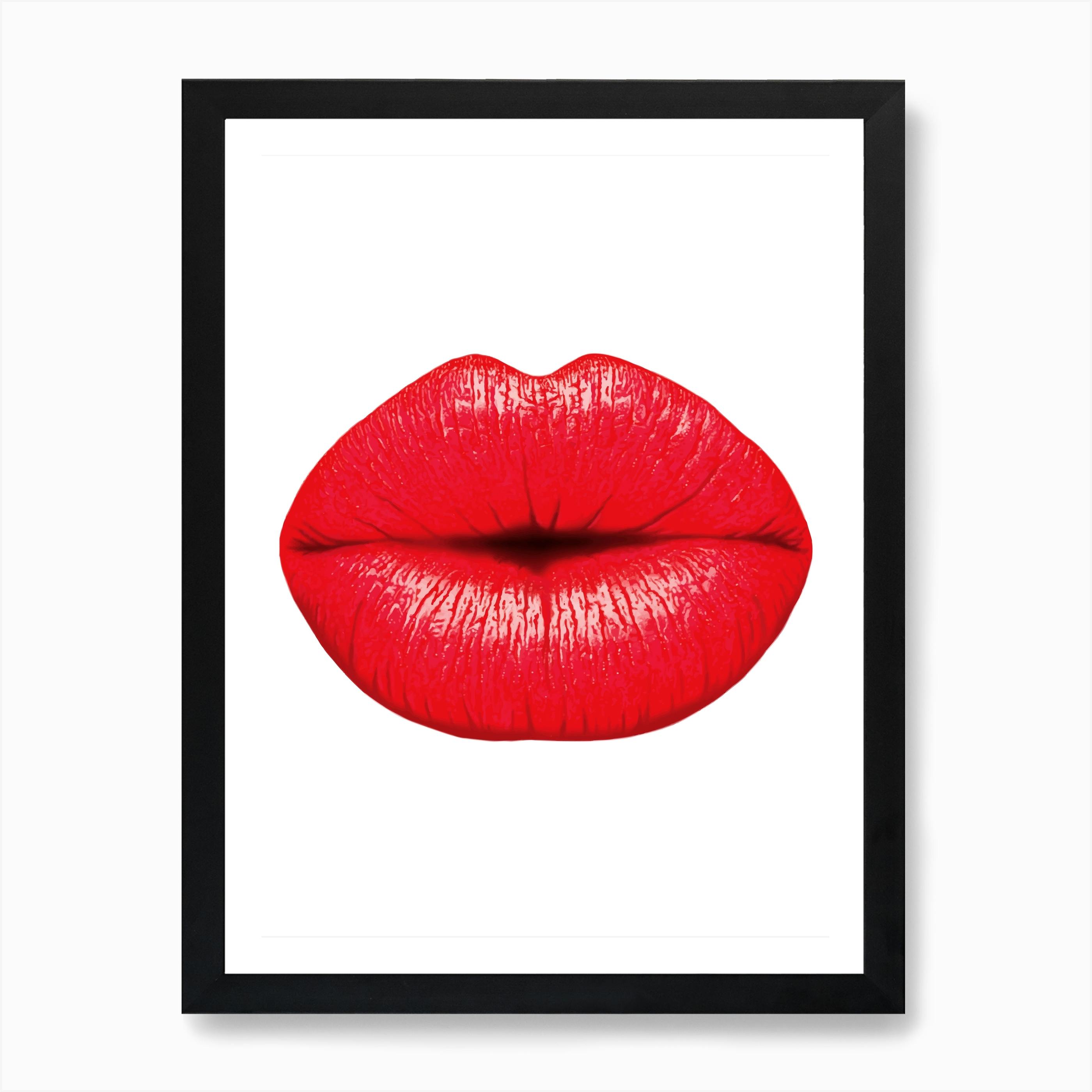 Red Lips Face Modern Canvas Home Fine Wall Art Prints Black White Print Decor