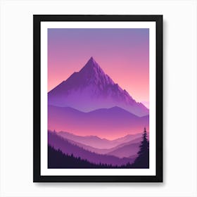 Misty Mountains Vertical Composition In Purple Tone 47 Art Print