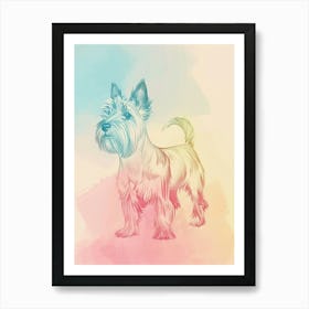 Scottish Terrier Dog Pastel Line Watercolour Illustration  3 Art Print