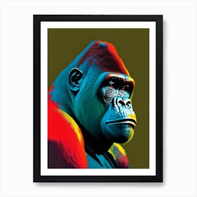 Gorilla With Thinking Face Gorillas Primary Colours 1 Art Print