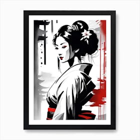 Traditional Japanese Art Style Geisha Girl 8 Art Print