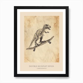 Compsognathus Vintage Dinosaur Poster 1 Art Print