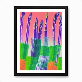 Asparagus Risograph Retro Poster vegetable Art Print