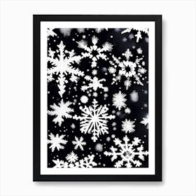 Pattern, Snowflakes, Black & White 3 Art Print