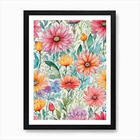 Watercolor Flowers 11 Art Print