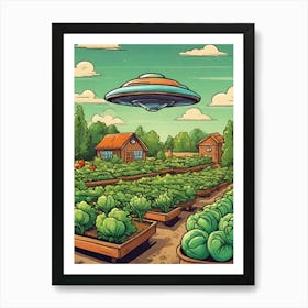 UFO Over Vegetable Garden Art Print
