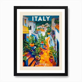 Sicily Italy 3 Fauvist Painting Travel Poster Art Print