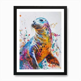 Harp Seal Colourful Watercolour 4 Art Print