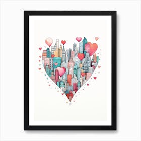 Sky Line Heart Line Doodle Colour 3 Art Print