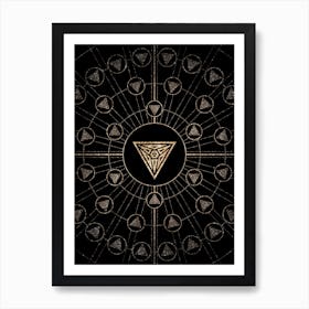 Geometric Glyph Radial Array in Glitter Gold on Black n.0227 Art Print