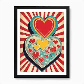 Retro Hearts 5 Art Print