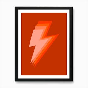 Orange Retro Lightning Bolt Art Print