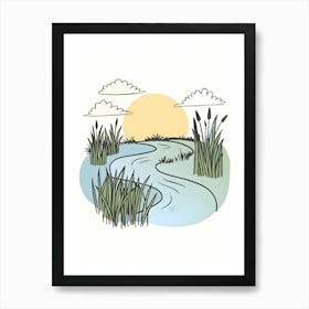 Reeds In The River Art Print